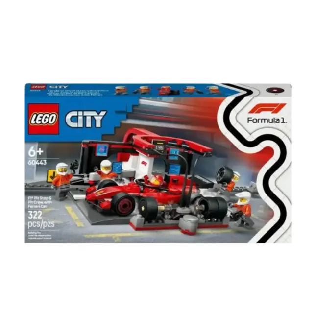 Lego - Boxe de F1 e Equipe no Boxe Com Carro da Ferrari