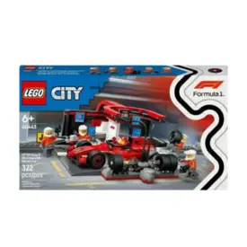 Lego - Boxe de F1 e Equipe no Boxe Com Carro da Ferrari
