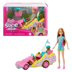 Boneca Barbie Stacie Ao Resgate Com Veiculo Go Kart