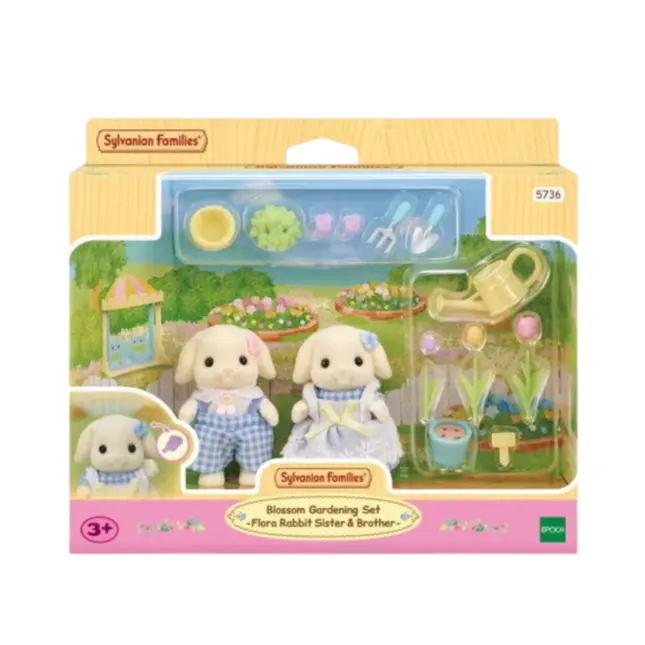 Sylvanian Families - Conjunto De Jardinagem Irmã & Irmão Coelhos Floral