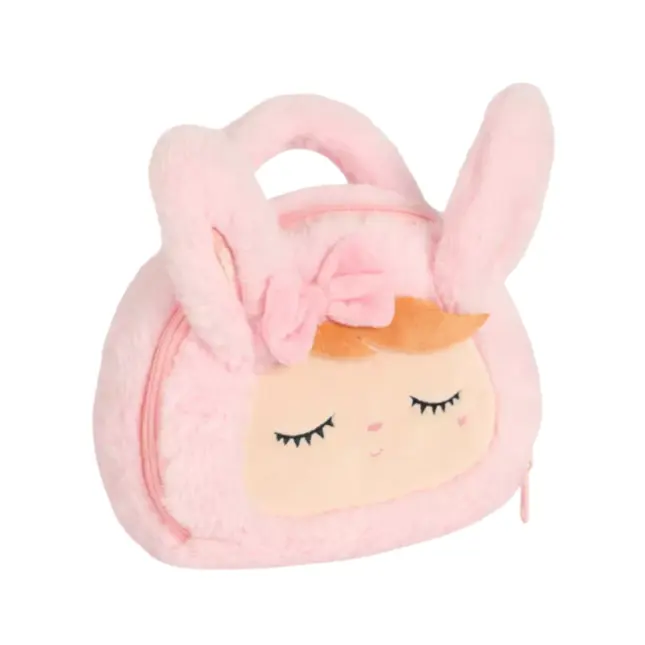 Bolsa MeToo Plush Coelha Rosa Com Laco Alca de Mao